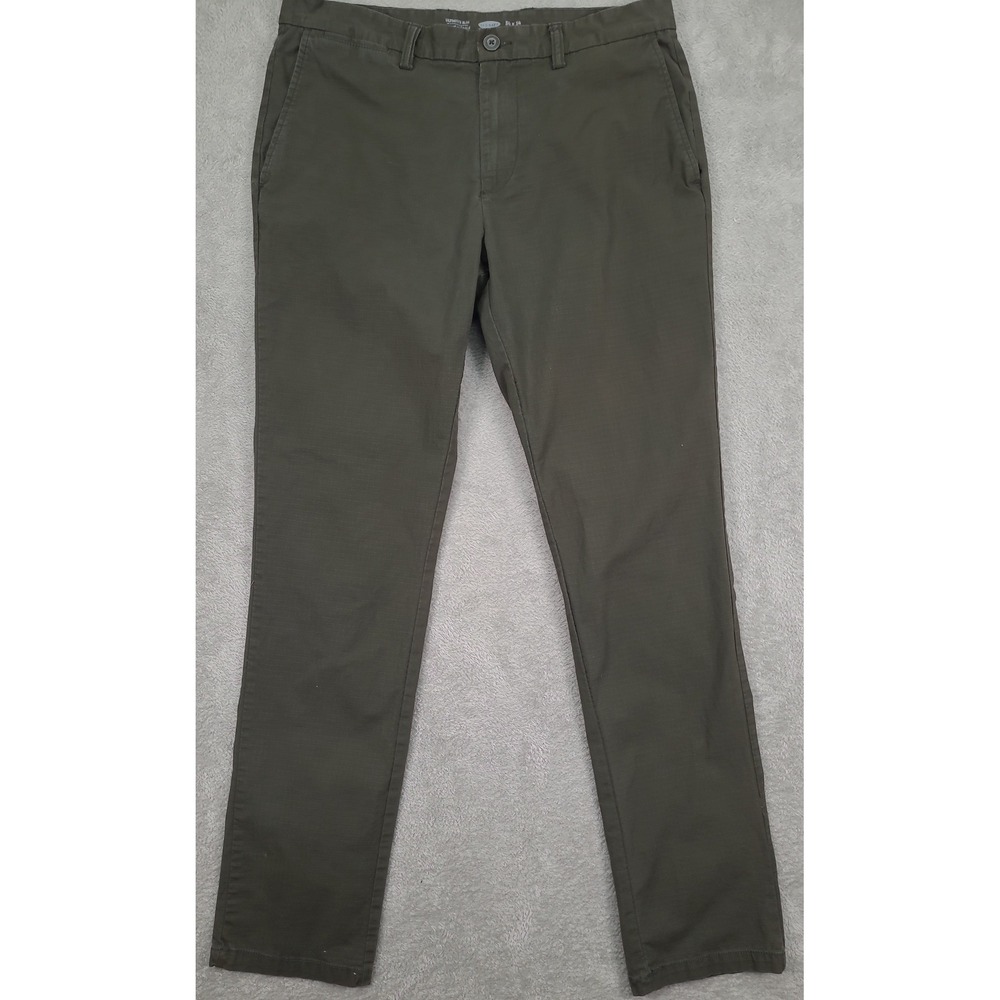 Old Navy Ultimate Slim Chino Pants Mens 34x34 Olive Green Grid‎ Ripstop Trousers